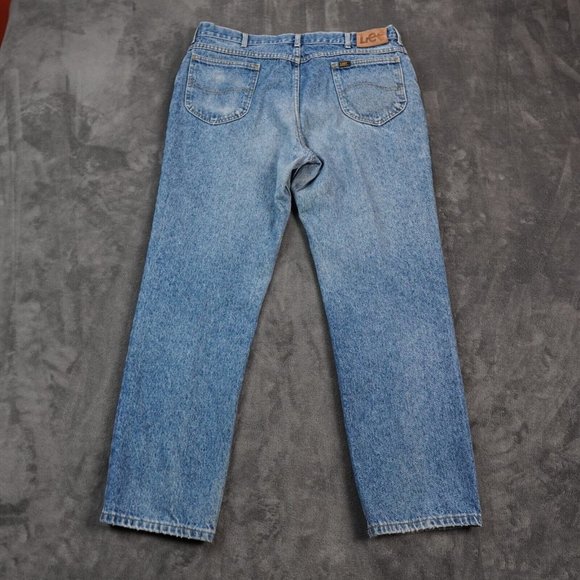 Vintage Lee Jeans Mens 40x32 (37x30) Blue Light Wash Union Made USA Straight Leg - Picture 1 of 15